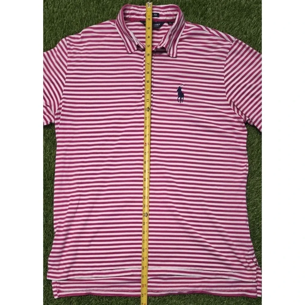 Polo Golf Ralph Lauren Vintage Lisle Polo Shirt Mens XL Pink Striped Charleston